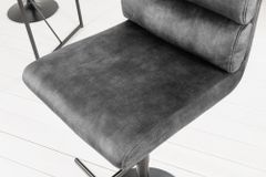 Höhenverstellbarer Barhocker COMFORT dunkelgrau Samt drehbar mit Lehne Metall schwarz