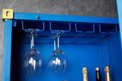Design Barschrank Container GLOBETROTTER 180cm blau Weinregal Upcycling