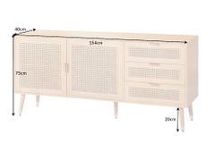 Design Sideboard VIENNA 155cm Wiener Geflecht Rattan Kommode mit Schubladen