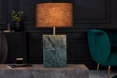 Design Tischlampe NOBLE 55cm grün Marmorfuß Stoffschirm