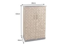 Design Barschrank BODEGA 120cm natur Pinienholz mit 3D-Front und Flaschenregal