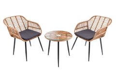 In- und Outdoor Bistro Balkon-Set PARIS braun Polyrattan Sitzgruppe wetterfest mit Tisch