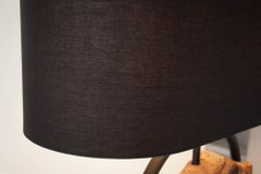 Design Tischlampe ELEMENTS 58cm schwarz Baumwollschirm Fuß mit Massivholz