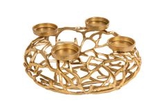 Eleganter Kerzenhalter ABSTRACT 38cm gold Kranz aus Ästen für 4 Kerzen