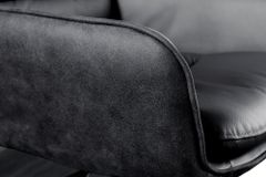 Drehbarer Design Barhocker BIG GEORGE schwarz anthrazit Echtleder höhenverstellbar mit Armlehnen