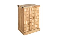Handgearbeiteter Barschrank MOSAICO 130cm Akazie Massivholz 3D Effekt