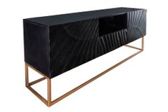 Massives TV-Lowboard SCORPION 160cm schwarz Mangoholz aufwendige 3D Schnitzereien