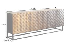 Massives Sideboard SHADES 180cm braun Mangoholz mehrfarbig 3D-Front Metallgestell