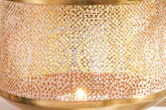 Deko Windlicht ORIENT 20cm gold Metall mit Patina handmade Laterne