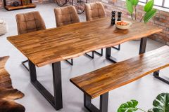 Massivholz Esstisch GENESIS 160cm natur anthrazit Akazie Baumkante Industrial Design