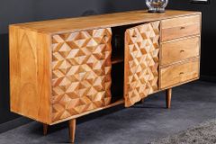 Massivholz Sideboard ALPINE 145cm Akazie honey finish Kommode mit Schubladen Retro Design