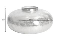Moderne Deko Vase ABSTRACT ORIENT 35cm silber rund Metall Hammerschlag-Design