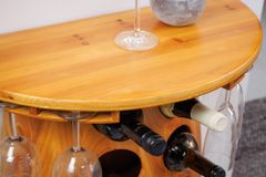 Massives Weinregal BODEGA 84cm natur Pinienholz Weinfass Barschrank für 14 Flaschen