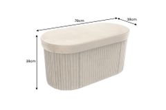 Faltbare Polsterbank ÉLAN 80cm champagner greige Samt Sitzbank mit Stauraum