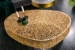 Filigraner Design Couchtisch ABSTRACT LEAF 130cm gold Handarbeit