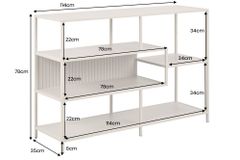 Modernes Bücherregal SLIM LINE 115cm champagner beige Metallgestell fünf Regalböden