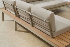 Große Garten Sitzgruppe MIAMI LOUNGE 240cm champagner greige Aluminium wetterfest Outdoor inkl. Kissen