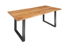 Massivholz Esstisch MAMMUT 180cm Wild-Akazie Baumkante Industrial Design 2,6cm Tischplatte