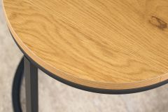 Runde Beistelltische 2er Set ELEGANCE 45cm natur Wildeiche-Design Holz schwarzes Metallgestell