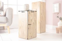 Massivholz Dekosäule COLUMNA 50cm Akazie teak-grau gekälkt Beistelltisch
