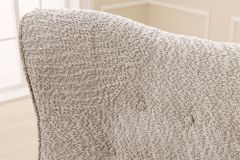 Design XL Sessel AMSTERDAM greige Bouclé schwarze Metallbeine Retro Stil