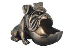 Deko-Figur BULLDOG 30cm bronze mit Ablagefach handmade