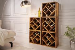 Massivholz Weinregal CUBUS 40cm braun Sheesham stone finish Beistelltisch handmade