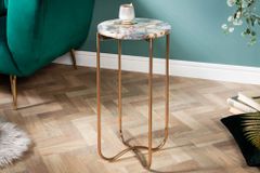 Runder Beistelltisch NOBLE I 35cm Edelstein Achat klappbar goldenes Metallgestell