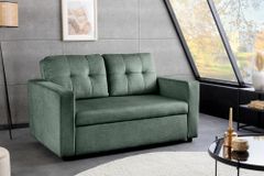Sofa mit Schlaffunktion SMART moosgrün hochwertiger Vogue Seiden Samtstoff