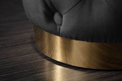 Design Hocker MODERN BAROCK 40cm schwarz gold Samt Chesterfield