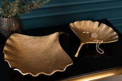 Dekorative Schale GINKGO 45cm gold handmade Metall