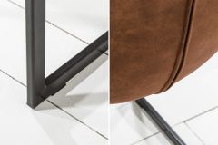 Design Freischwinger Stuhl MIAMI braun antik Metallgestell matt schwarz