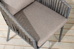 Moderner Stuhl ROPE beige anthrazit Aluminium Gartensessel inkl. Kissen In- und Outdoor