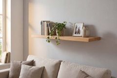 Massives Wandregal PURE 80cm Mango natur cream finish Mangoholz Steckregal
