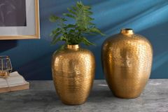 Elegantes Vasen 2er Set ORIENTAL 32cm gold im Rice Hammerschlag Design