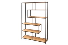 Industrial Bücherregal SLIM LINE 185x114cm Wildeiche schwarz sechs Regalböden