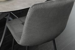 Moderner Design Stuhl TRES CHIC grau Cord schwarze Metallbeine Esszimmer