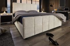 Modernes Boxbett PRESTIGE 180x200cm creme Bouclé mit Stauraum und Lattenrost