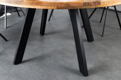 Massiver Esstisch IRON CRAFT 140cm natur rund Mangoholz Metall Industrial Design