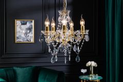 Design Kronleuchter DIAMONDS S 40cm gold Acryl 5-armig Barock Design
