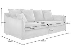Großes 3-Sitzer Sofa HEAVEN 200cm senfgelb Samt Federkern waschbarer Bezug Hussensofa Couch