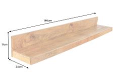 Massives Wandregal MAKASSAR 140cm natur Mangoholz handmade