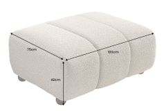 Moderner Hocker ADLON 100cm champagner greige Bouclé Federkern Fußhocker Sitzhocker
