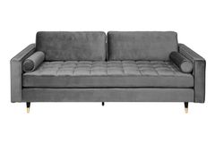 Design 3-Sitzer Sofa COZY VELVET 220cm grau Samt Federkern Lounge