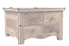 Massiver Couchtisch IRON CRAFT 70cm natur Holz Truhe mit Schubladen und Stauraum
