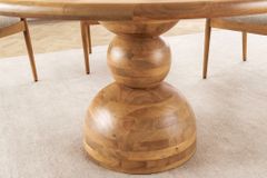 Massiver Esstisch MAESTRO 130cm creme Mangoholz rund mit Säulenfuß