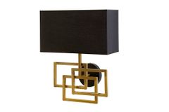Moderne Wandleuchte ATLANTIS 44cm gold Stoffschirm schwarz Lampe