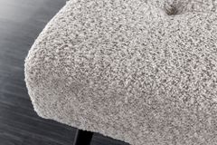 Design Sitzbank BOUTIQUE 100cm champagner greige Bouclé schwarze Metallbeine Polsterbank