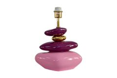 Dekorative Tischlampe STONES OF ECSTASY 60cm pink rosa gold mit Stoffschirm rund