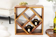 Massivholz Weinregal CUBUS 40cm braun Sheesham stone finish Beistelltisch handmade